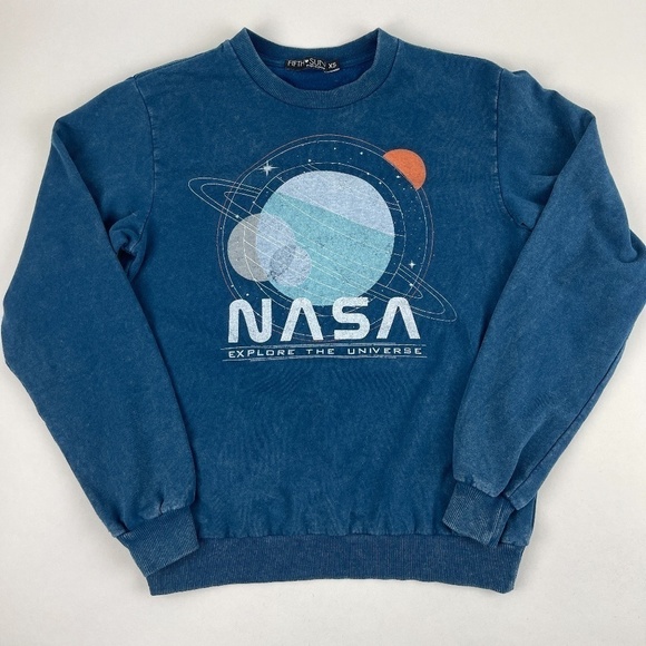 Fifth Sun Sweatshirt Womens XS Blue NASA - Picture 1 of 7